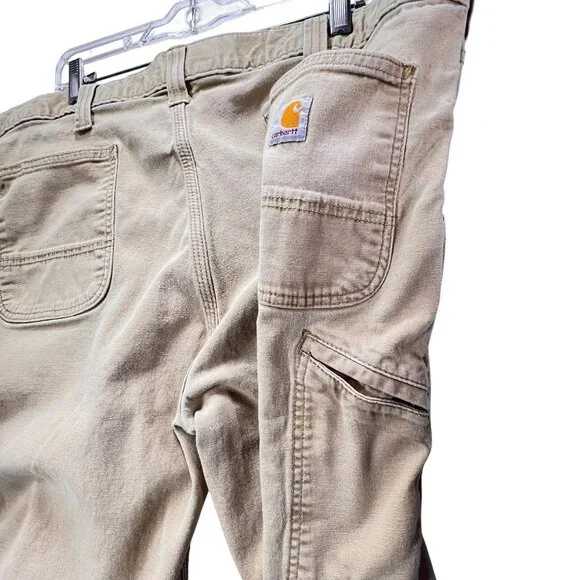 Carhartt Beige Relaxed Fit Canvas Pants Carpenter Cargo Pockets 40x30 RN 14806 - Picture 7 of 16